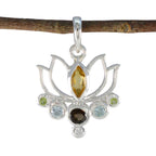 Multi Stone Dainty Egyptian Silver Hepta multicolor Pendant