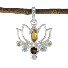 Multi Stone Dainty Egyptian Silver Hepta multicolor Pendant