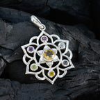 Flerfärgade klassiska ryska silverhängen med Hepta Teresa rep-tråd, flerfärgat silver, smycken