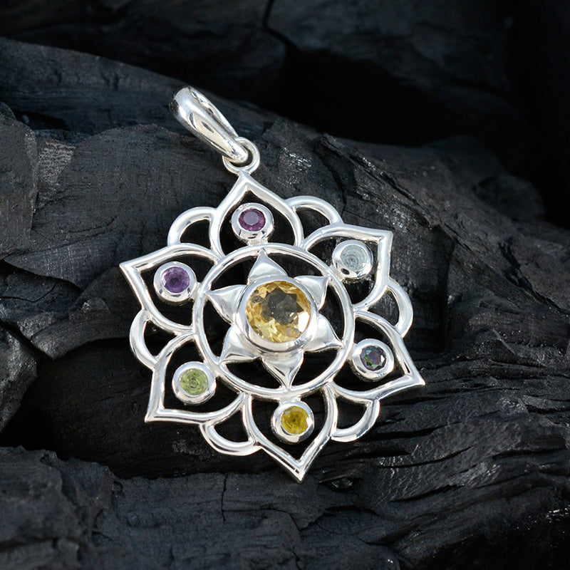 Flerfärgade klassiska ryska silverhängen med Hepta Teresa rep-tråd, flerfärgat silver, smycken