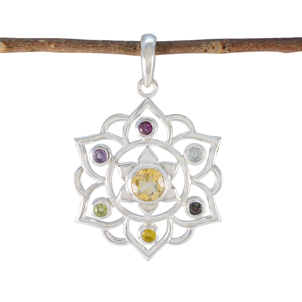 Multi Stone Classic Russian Silver Hepta multicolor Pendant Huvudsaklig produktbild