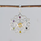 Flerfärgade klassiska ryska silverhängen med Hepta Teresa rep-tråd, flerfärgat silver, smycken