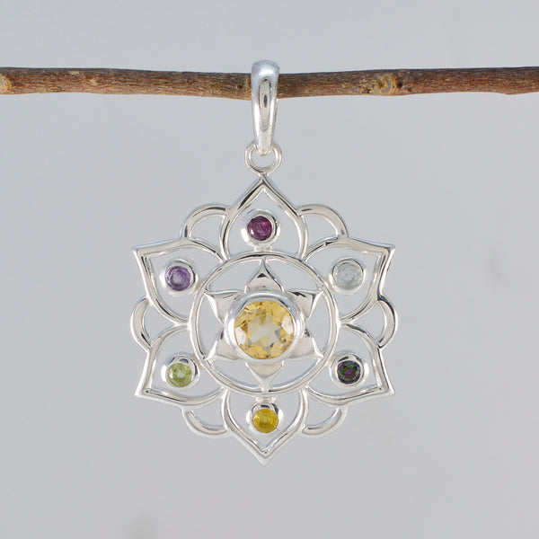 Multi Stone Classic Russian Silver Hepta Teresa Rope-Wire multicolor Pendant Jewelry