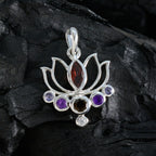 Multi Stone Dainty Turkish Sterling Silver Hepta Abigail Rope-Wire multicolor Pendant Jewellery