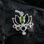 Multi Stone Dainty American 925 Silver Hepta Addison Rope-Wire multicolor Pendant Jewelry