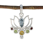 Multi Stone Dainty Mexican 92.5 Silver Hepta multicolor Pendant