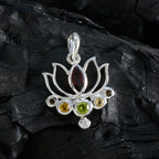 Multi Stone Dainty Latin American Silver Hepta Aisha Rope-Wire multicolor Pendant Jewelry