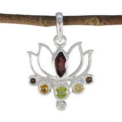 Multi Stone Dainty Latin American Silver Hepta multicolor Pendant