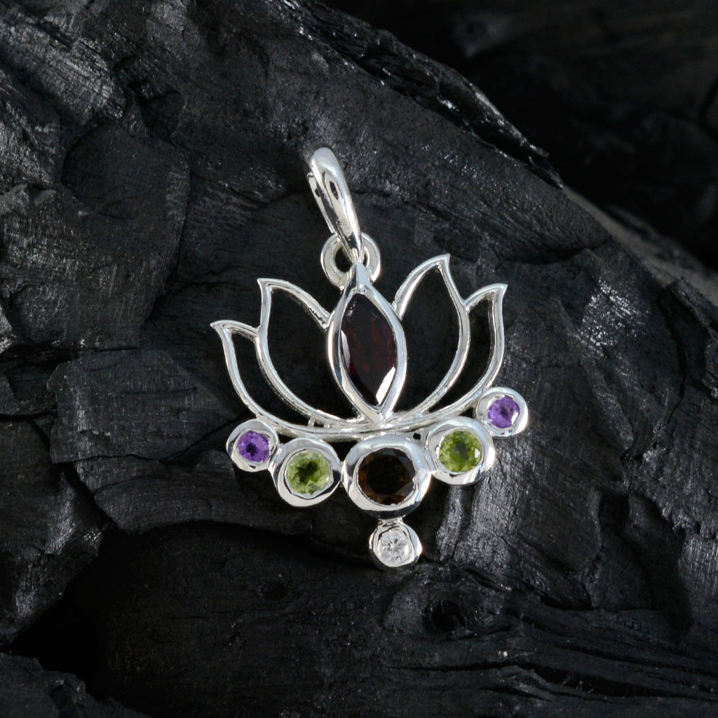Multi Stone Dainty Moroccan 925 Silver Hepta Alina Rope-Wire multicolor Pendant Jewelry