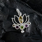 Multi Stone Dainty Turkish 92.5 Silver Hepta Anna Rope-Wire multicolor Pendant Jewellery