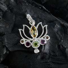 Colgante multicolor de hepta anna con múltiples piedras, delicado, de plata turca 92,5 mm, con forma de cuerda y alambre.