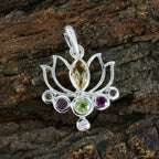 Multi Stone Dainty Turkish 92.5 Silver Hepta Anna Rope-Wire multicolor Pendant Jewellery