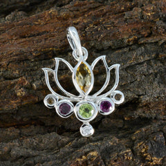 Colgante multicolor de hepta anna con múltiples piedras, delicado, de plata turca 92,5 mm, con forma de cuerda y alambre.