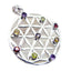 Multi Stone Statement Spanish 92.5 Silver Navratna multicolor Pendant
