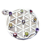 Multi Stone Statement Spanish 92.5 Silver Navratna Isabel antique multicolor Pendant Jewellery
