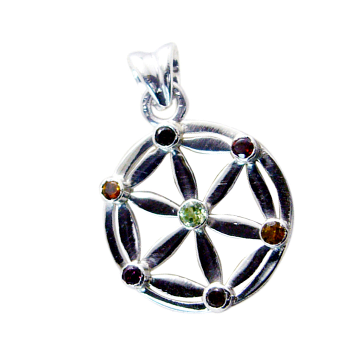 Multi Stone Featherlight German Sterling Silver multiple Mia Vintage multicolor Pendant Jewellery