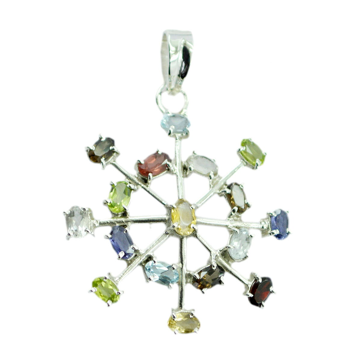 Multi Stone Eye-catching Mexican 925 Silver multiple multicolor Pendant