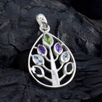Multi Stone Tiny Mexican Sterling Silver Hepta Aisha Cocktail multicolor Pendant Jewellery