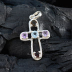 Multi Stone Dainty Mexican Silver quarter Charlotte Eternity multicolor Pendant Jewelry