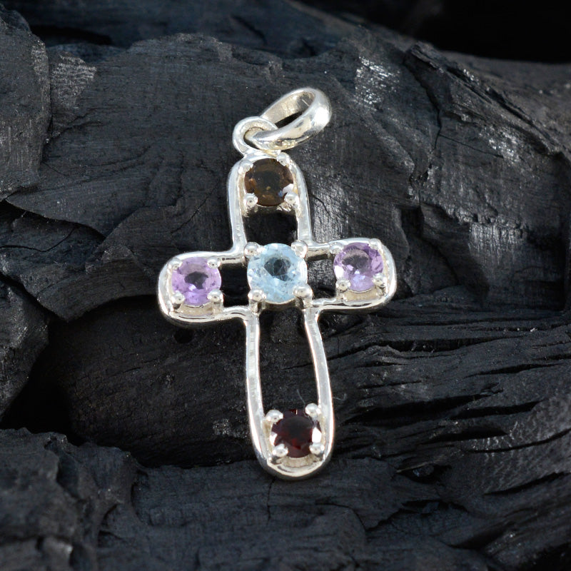 Multi Stone Dainty Mexican Silver quarter Charlotte Eternity multicolor Pendant Jewelry