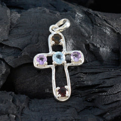 マルチストーンの繊細なメキシカンシルバークォーターシャーロットエタニティマルチカラーペンダントジュエリー