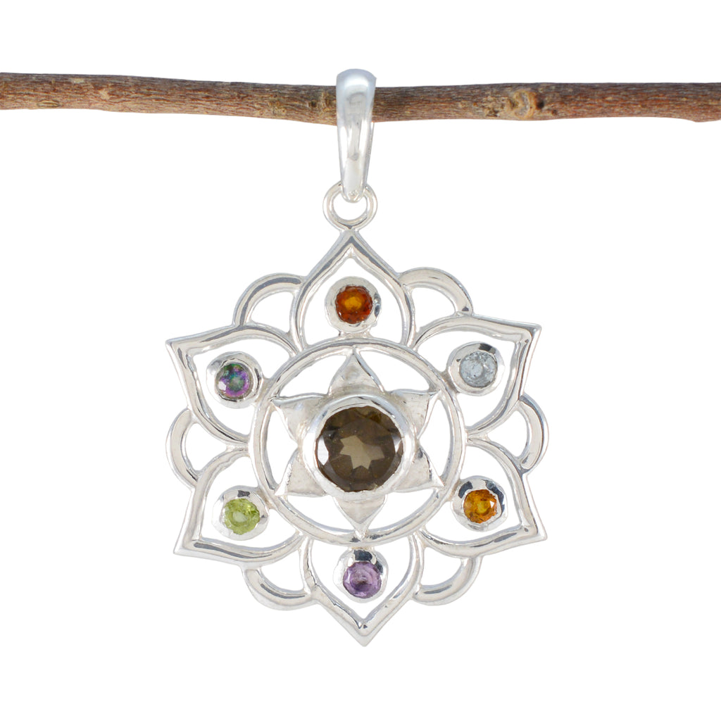 Multi Stone Classic Egyptian 925 Silver Hepta multicolor Pendant