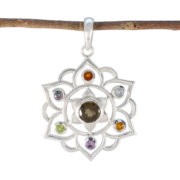 Multi Stone Classic Egyptian 925 Silver Hepta multicolor Pendant