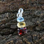 Minimalistischer japanischer Trilogie-Hana-Anhänger aus Sterlingsilber mit mehreren Steinen, moderner mehrfarbiger Schmuck