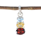 Minimalistischer japanischer Trilogie-Anhänger aus Sterlingsilber mit mehreren Steinen und mehreren Farben