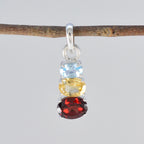 Minimalistischer japanischer Trilogie-Hana-Anhänger aus Sterlingsilber mit mehreren Steinen, moderner mehrfarbiger Schmuck