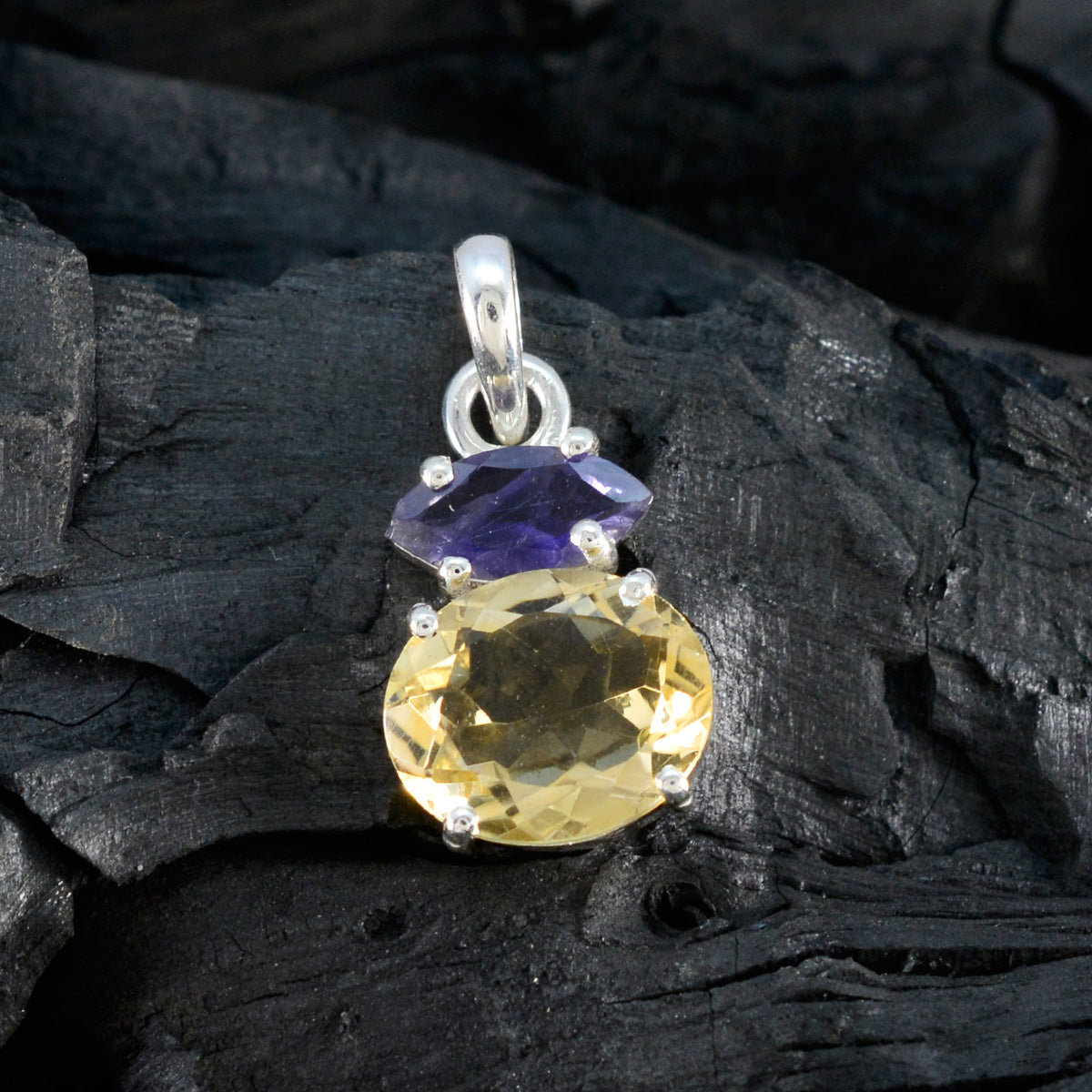 Multi Stone Delicate American Sterling Silver Toi et Moi Zoey Romantic multicolor Pendant Jewellery