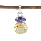 Multi Stone Delicate American Sterling Silver Toi et Moi multicolor Pendant