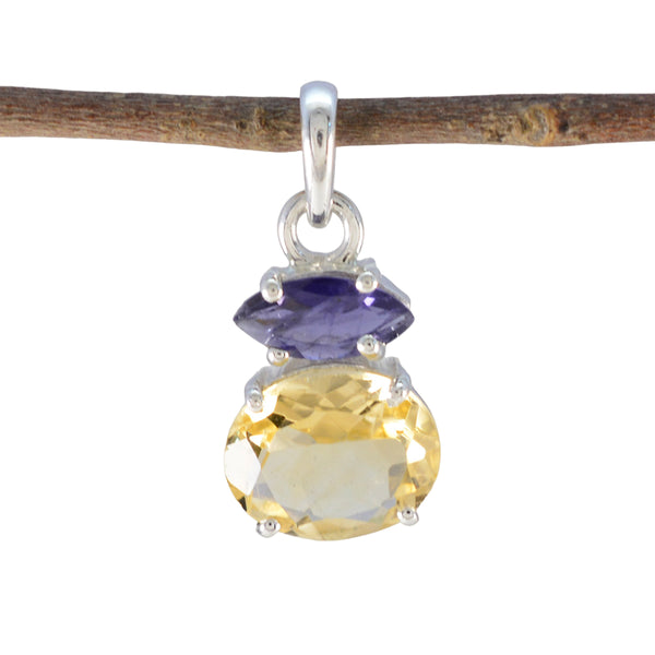 Multi Stone Delicate American Sterling Silver Toi et Moi multicolor Pendant