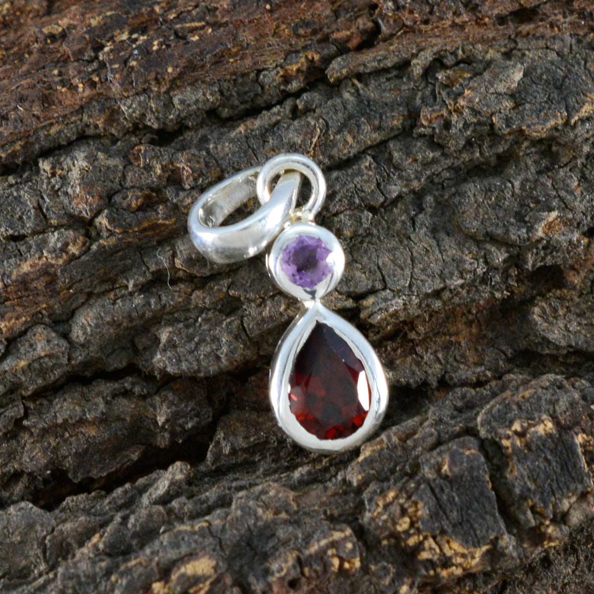 Minimalistischer japanischer Anhänger „Toi et Moi Yukki“ aus 92,5er Silber mit mehreren Steinen, trendiger mehrfarbiger Schmuck