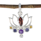 Multi Stone Dainty American Silver Hepta multicolor Pendant