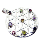 Multi Stone Statement French Silver Navratna Isabella Vintage multicolor Pendant Jewelry