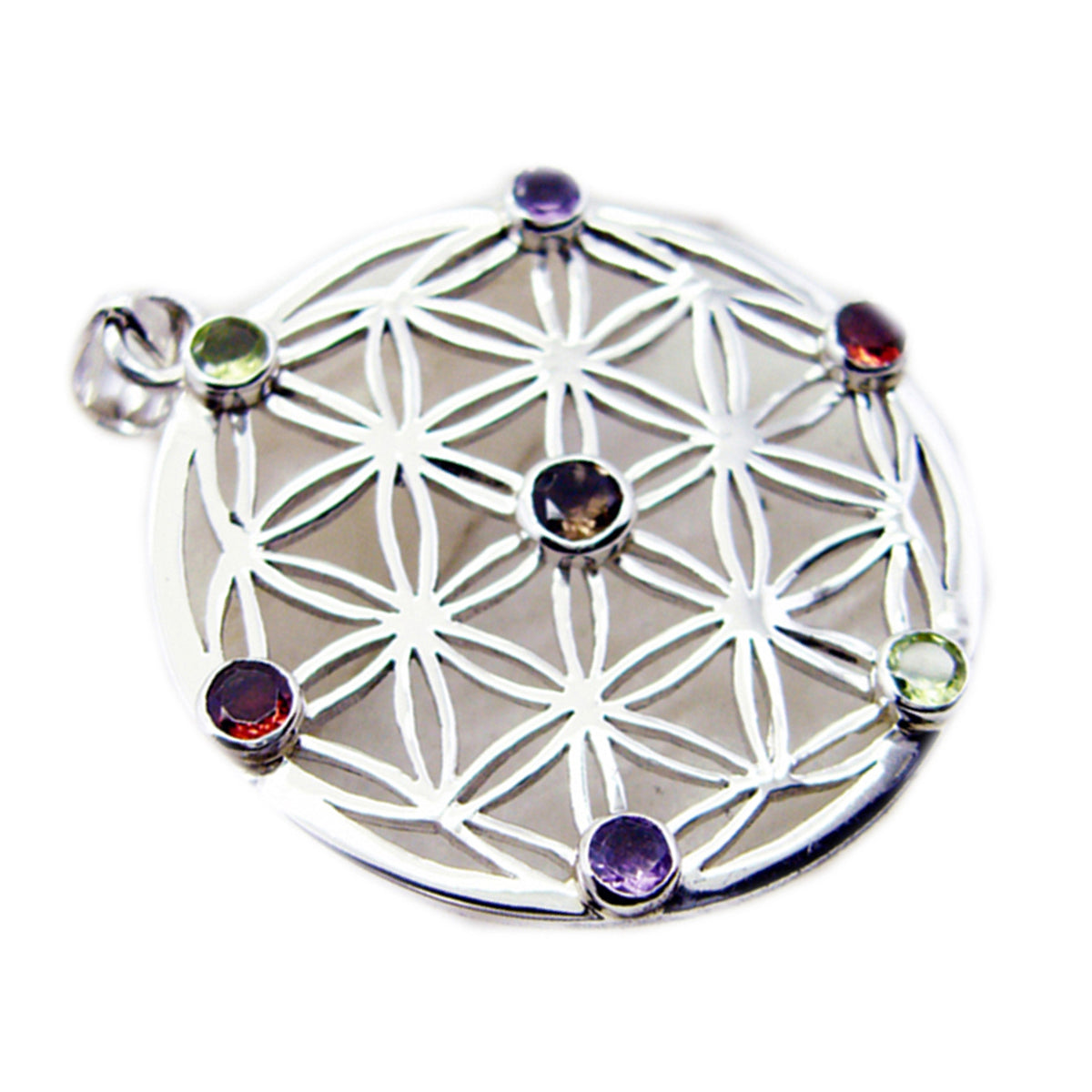 Multi Stone Statement French Silver multiple Lucy Filigree multicolor Pendant Jewelry