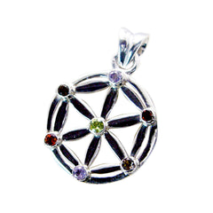 Multi Stone Featherlight Italian 925 Silver multiple multicolor Pendant