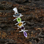 Multi Stone Tiny Turkish Sterling Silver Penta Elena Love multicolor Pendant Jewellery