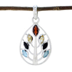 Multi Stone Tiny Latin American 925 Silver Hepta multicolor Pendant