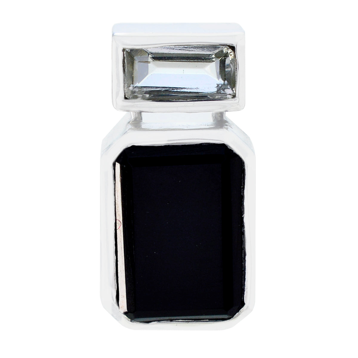 Multi Stone Whisper-thin Latin American Silver Toi et Moi multicolor Pendant Image principale du produit