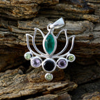 Multi Stone Dainty Moroccan 925 Silver Hepta Ava Rope-Wire multicolor Pendant Jewelry