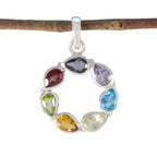Multi Stone Dainty Latin American 925 Silver Hepta multicolor Pendant