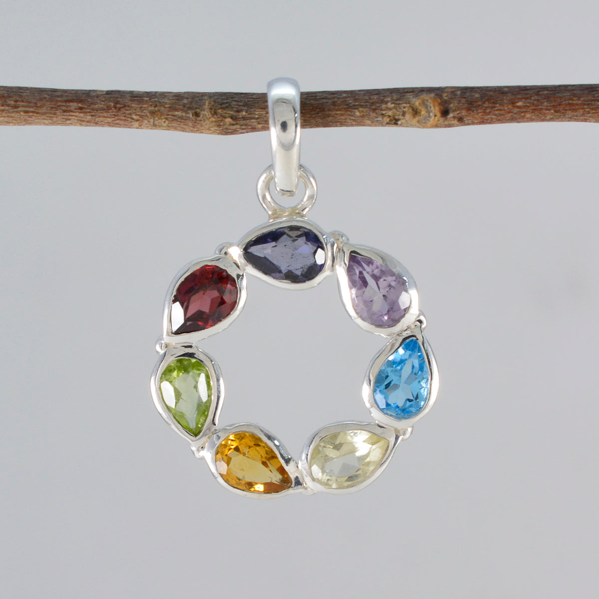 Multi Stone Dainty Latijns-Amerikaans 925 Zilver Hepta Laura Fairytale veelkleurige hanger sieraden Secundaire afbeelding