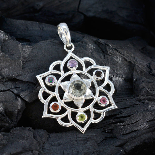 Multi Stone Classic Turkish 92.5 Silver Hepta Violet Rope-Wire multicolor Pendant Jewellery