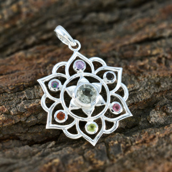 Multi Stone Classic Turkish 92.5 Silver Hepta Violet Rope-Wire multicolor Pendant Jewellery