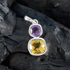 Multi Stone Whisper-thin Egyptian Sterling Silver Toi et Moi Sophia Trendy multicolor Pendant Jewellery