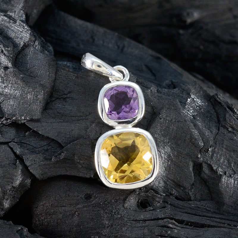 Multi Stone Whisper-thin Egyptian Sterling Silver Toi et Moi Sophia Trendy multicolor Pendant Jewellery