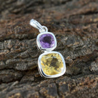 Multi Stone Whisper-thin Egyptian Sterling Silver Toi et Moi Sophia Trendy multicolor Pendant Jewellery