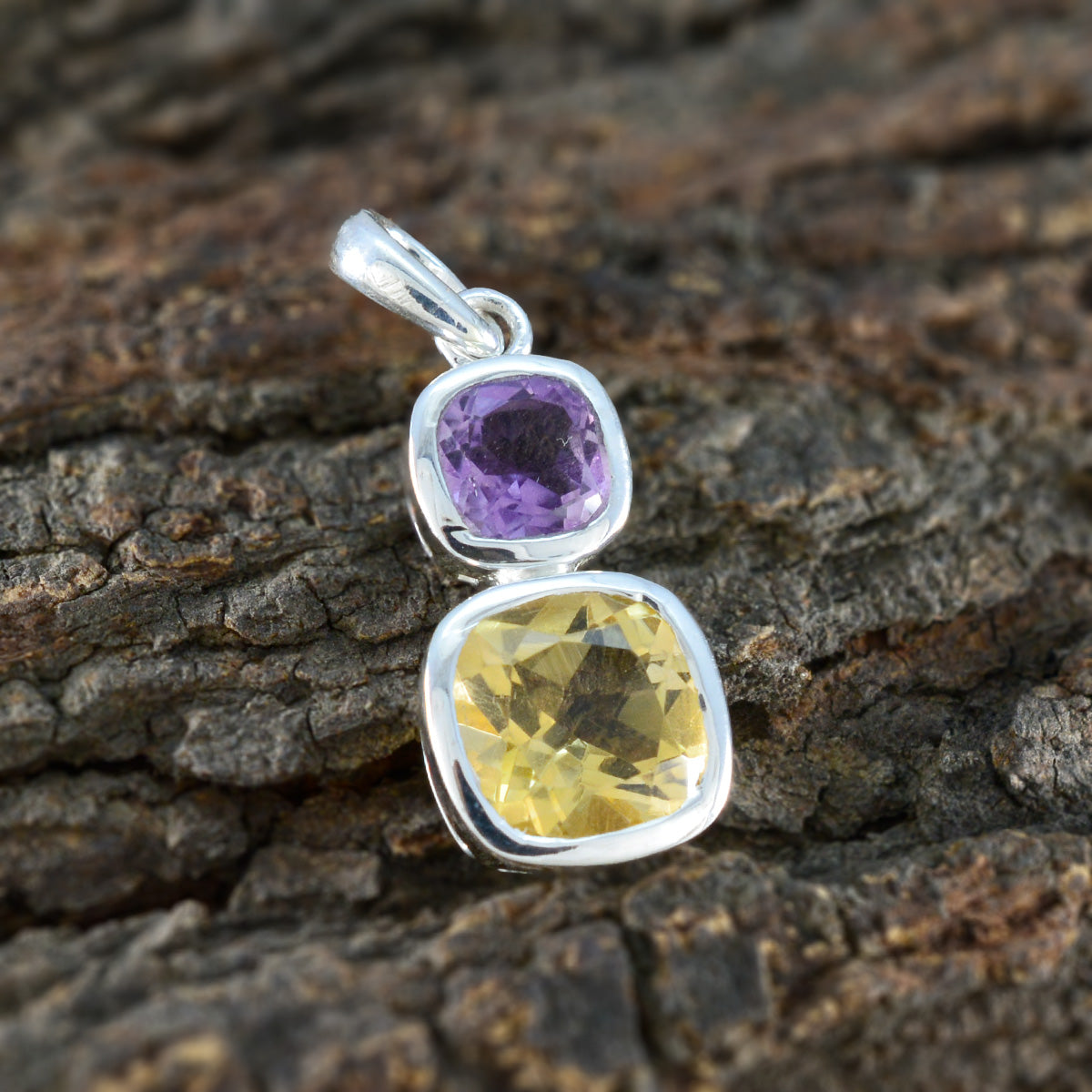 Multi Stone Whisper-thin Egyptian Sterling Silver Toi et Moi Sophia Trendy multicolor Pendant Jewellery